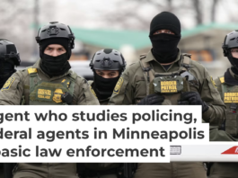 U.S. Border Patrol agents stand guard at the Bishop Henry Whipple Federal Building in Minneapolis, Minn., on Jan. 8, 2026. Charly Triballeau/AFP via Getty Images
